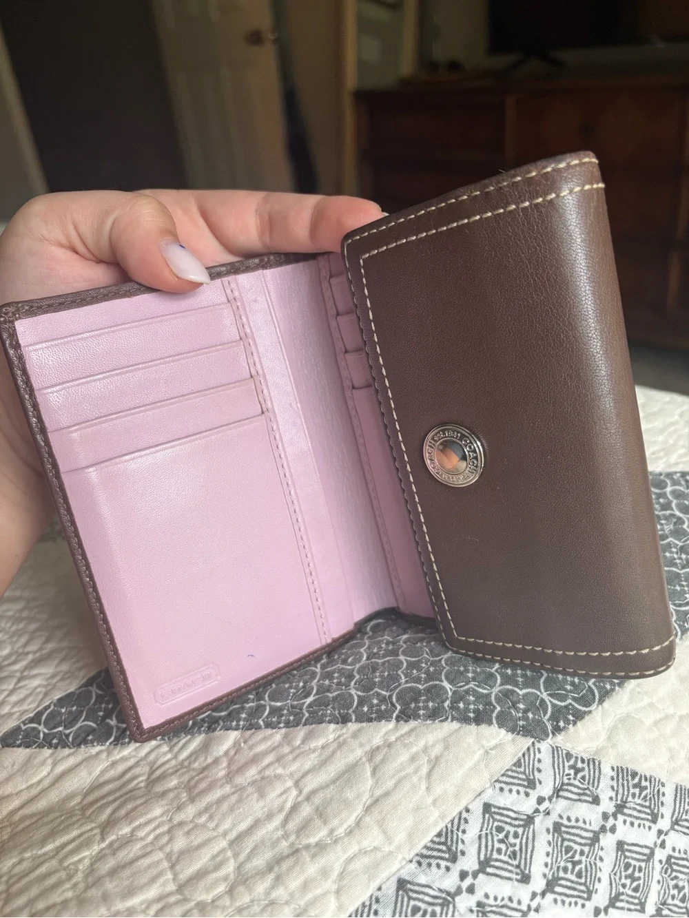 Y2K Coach wallet- Brown and pink